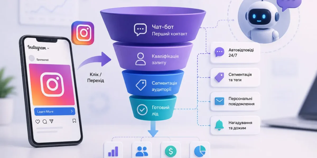 Воронка продажів з реклами Instagram через чат-бот - автоматизація обробки заявок і сегментація аудиторії