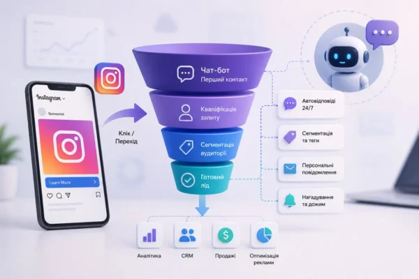 Воронка продажів з реклами Instagram через чат-бот - автоматизація обробки заявок і сегментація аудиторії
