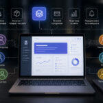 Схема онлайн-платформи з різними користувачами і функціональними модулями - головна ідея розробки веб-платформи для бізнесу