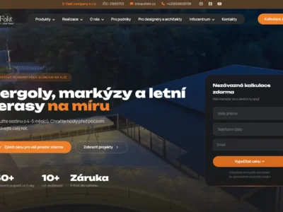 десктопний вигляд першого екрану сайту з встановлення літніх терас в Чехії